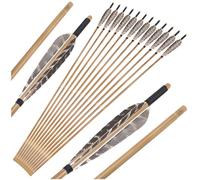 wolfman FQH 6/12/24 Pack 33.4 Inch Bamboo Arrows with 5 Inch Natural Feathers, Handmade Archery Arrows, Compatible with Traditional and Recurve Bows for Target Practice and Outdoor Hunting (24)