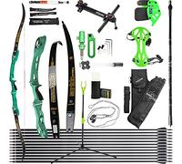 wolfman Recurve Bow Set Adult 66/68/70 Inch 14-44 Lbs Archery Hall ILF Competitive Bow and Arrow Set Competitive Bow Hunting Bow Set for Archery Club Shooting Practice RH (Green Set, 66"/32Lbs)