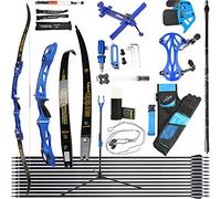 wolfman Recurve Bow Set Adult 66/68/70 Inch 14-44 Lbs Archery Hall ILF Competitive Bow and Arrow Set Competitive Bow Hunting Bow Set for Archery Club Shooting Practice RH (Blue Set, 68"/32Lbs)
