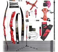 wolfman Recurve Bow Set Adult 66/68/70 Inch 14-44 Lbs Archery Hall ILF Competitive Bow and Arrow Set Competitive Bow Hunting Bow Set for Archery Club Shooting Practice RH (Red Set, 68"/44Lbs)