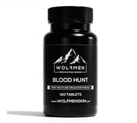 WOLFMEN Blood Hunt | CoQ10, L-Arginine, Omega 3 Fish Oil Powder, Garlic, Hawthorn Berry & Grape Seed Extract | Men’s Daily Supplement | 120 Tablets, 2 Month Supply | UK Made
