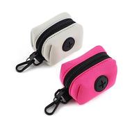 Wolfone 2 Pack Dog Poop Bag Holder, Dog Waste Bag Dispenser Lead Attachment for Pets - Peacock Pink/Light Grey