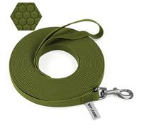 Wolfone 3m Dark Green Waterproof Long Recall Dog Lead with Anti-Slip Handle， Heavy Duty Robust Training Dog Lead for Outdoor Activities