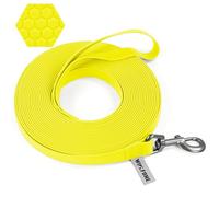 Wolfone Waterproof Long Recall Dog Lead with Anti-Slip Handle， Heavy Duty Robust Training Dog Lead for Outdoor Activities 10m Yellow