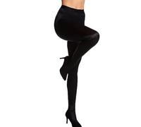 Wolford, Black Satin de Luxe Tights - Shiny Fabric - Classic Back Stitching - Maximum Elasticity - Soft Strap with Logo, Black, M
