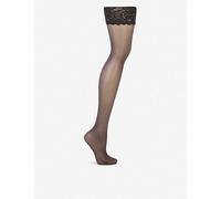 Wolford Womens Nearly Black Satin Touch 20 Hold-ups S