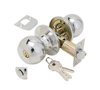 Wolfpack 3030500 Entrance Door Knob with Key and Lock, Chrome Coloured