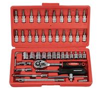 WOLFPACK LINEA PROFESIONAL - 1/4" 46 Piece Socket and Bit Set with Apadator. Chrome Vanadium, Combination Wrench Kit, Ratchet Kit, Socket Wrench Set