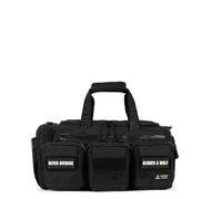 WOLFpak 30L Perfect Duffle Bag - Tactical Gym Bag w/Hardshell Base 1000D Waterproof |Travel Carry-On with Shoe Compartment, Dual Cup Holders, Alpha Black w/3-Pockets, 30L US, Duffle