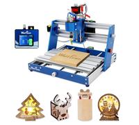 WolfPawn 3018 CNC Machine All-Metal CNC Router Machine, with Offline Controller/Emergency-Stop 3 Axis Plastic Acrylic PCB PVC Wood Carving Milling Engraving Machine, XYZ Working Area 300x180x60mm