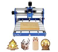 WolfPawn CNC Router Machine 3018 Blue All-Metal for Beginner with Emergency-Stop 3 Axis GRBL Control Engraving Machine Milling Carving for Wood Acrylic MDF PVC Plastic, 300X180X60mm (775Motor)