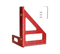 WolfPawn Red 3D Multi-Angle Measuring Ruler,45/90 Degree Aluminum Alloy Woodworking Square Protractor, Drawing Line Ruler, Miter Triangle Ruler Layout Measuring Tool for Woodworking