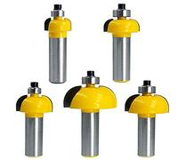 Wolfride 5pcs 1/2 Inch Shank Cove Router Bit Set | 1/8", 1/4", 5/16", 3/8", 1/2" Radius Cove Router Bits for Woodworking