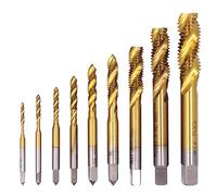 Wolfride 9pcs Titanium Spiral Flute Tap Set Metric Machine Tap Set M2 M2.5 M3 M4 M5 M6 M8 M10 M12