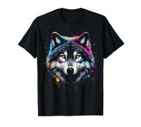 Wolfs Art Colourful Wolf Lovers Wild Animals Wolf Head Wolf T-Shirt