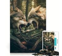 Wolfs Fighting 1000-piece Jigsaw Puzzles Brain Focus Game Expert Cutting Craftsmanship Fascinating Hobby for Idle Moments (38x26cm)