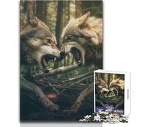 Wolfs Fighting Jigsaw 1000 Pieces for Adults Brain Training Educational Game Ideal Surprise Gift for Loved Ones Size 38x26cm