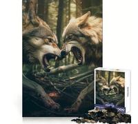 Wolfs Fighting Jigsaw Puzzles for Teenagers 1000 Focus Ability Relaxed Leisure Interlock Well Best Gift (38x26cm)