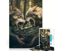 Wolfs Fighting Jigsaws for Adults1000 Pieces Brain Memory Game Fine Cut Premium Finishing Engaging Way to Pass Free Hours (50x75cm)