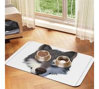 Wolf's Head Pet Feeding Mat-Waterproof & Non-Slip Dog and Cat Food Mat-No Stains Quick Dry Dog Water Dispenser Mat