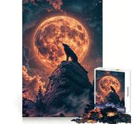 Wolfs Lunar Serenade Jigsaw Puzzle 1000 Piece Think Training Casual Enjoyment Defined Edges Bday Surprise (38x52cm)