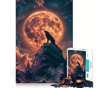 Wolfs Lunar Serenade Jigsaw Puzzle1000 Pieces Thinking Skill Game Seamless Fit Precise Pieces Family Fun Night Activity (38x26cm)