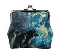 Wolfs Printed Coin Purse Pouch-Mini Coin Wallet,Change Purse,Leather Coin Pouch Holder For Woman Girls, Black, One Size, Modern,european Style, Retro