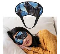 Wolfs Sleep Mask Soft Blackout Eye Mask with Adjustable Strap Comfortable Eye Shade Cover for Women Men Deep Rest Travel Work Home