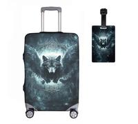 Wolfss Protective Suitcase Cover + Luggage Tag Set of 2 Elastic Suitcase Covers 18-32 Inches, Luggage Protection, 3D Animal Suitcase Protective Cover, Scratch-Resistant Suitcase Protector, R4,