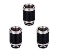 WOLFTEETH 3 Pack Carbon Fiber Plus Stainless Steel 510 Drip Tip Mouthpieces for Electronic Cigarette Vape Tank Vaping Devices | Nicotine Free/Black 124311X3