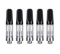 WOLFTEETH 5 Pack 0.5ML CBD Atomizer Ceramic Core Ceramic Drip Tip | 510 Thread Vape Cartridge Refillable for CBD and Thick Oil Vape Pen | Black/Liquid Free Nicotine Free 124603X5