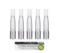WOLFTEETH Genuine 5 X Electronic Shisha Pipe GS H2S Dual Coil Clearomizer Ego T E Cigarette Vapor Atomizer Atomiser | 1.5ML | Replaceable Core | Transparent/Nicotine Free 111101