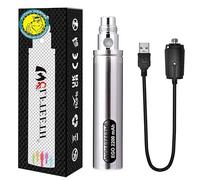 WOLFTEETH Genuine EGO II 2200mAh with eGo USB Cable Charger, Huge Battery 510 E-Shisha E-Cigarette (0ml Nicotine Free/Silver 10402)