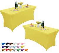 Wolfway 2 Pack 4FT Stretch Spandex Table Cover Washable and Wrinkle Resistant Kitchen Spandex Tablecloth Fitted Rectangular Table for Party,Banquet,Weddings,Cocktail and Festival