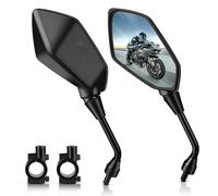 Wolfwill Motorcycle Mirrors, Motorbike Rearview, 10mm Screws 7/8" Handlebar, Adjustable End Side Mirror Clamp Fit for Street Dirt Electric Bike Ebike Scooter ATV Quad, Black