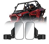 WOLFWILL UTV Side View Mirror Adjustable Rear View Convex Mirror with Shock-proof Rubber Pad for 1.75"-2" Roll Cage Polaris Ranger RZR Can-Am Maverick
