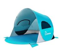 WolfWise 3-4 Person Pop Up Beach Tent & Shade for Family, UPF 50+ Beach Sun Shelter with Waterproof, Lightweight with Carry Bag, Anti-Tear Polyester, Ventilated with Mesh Windows, Easy Setup, Blue