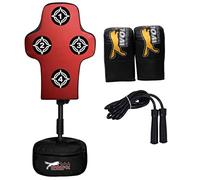 Wolfx Body Targeted Free Standing Punch Bag Set - Heavy Duty Adjustable Speed Reflex Training With Gloves, Workout Set for Home Gym (Red)