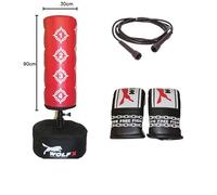 Wolfx Kids/Junior Boxing FREE STANDING Punch bag Set Freestanding Bag + Gloves, Skipping Rope (Red) (Blue)
