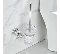 WOLIBEER Crystal Toilet Brush Holder, Chrome Toilet Cup Set with Polished Silver Brush Handle Wall Mounted for Bathroom - Decorative Design,Space Saving.