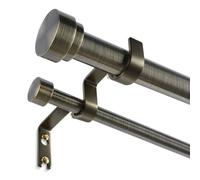 Wolistsa Antique Bronze Double Curtain Rod, Dual Curtain Rods for Windows 36 to 72 Inch, 1 Inch Adjustable Heavy Duty Spliced Double Rod, Pro-Plating Process, Aluminium Finials