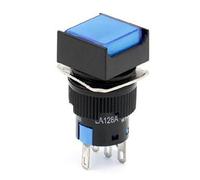 Woljay 16mm Push Button Switch Momentary Square Cap LED Lamp Blue Light DC 12V SPDT 5Pin 3 Pcs