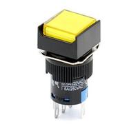 Woljay 16mm Push Button Switch Momentary Square Cap LED Lamp Yellow Light DC 24V SPDT 5Pin 3 Pcs
