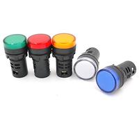 Woljay Indicator Light Red Yellow Green Blue White 22mm LED Pilot Panel AC 220V 20mA Indicator Signal Lamp 5 Pack