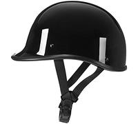 Woljay Motorcycle Half Helmet Cap Vintage Shell Open Face Helmets - DOT Approved (Large, Gloss Black)