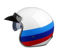 Woljay Retro Motorcycle Helmet 3/4 Open Face Shield Half Helmets Motorbike Jet Helmet with Sun Visor for Men Women Adult DOT Approved (Large, Blue)