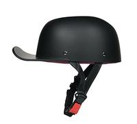 Woljay Vintage Open Face Motorcycle Helmet Baseball Cap Half Helmets Retro Men Women for Chopper Cruiser Street Scooter Moped Cap Jet - DOT Certified (Large, Matte Black)