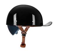 Woljay Vintage Retro Open Face Motorcycle Helmet Baseball Cap Half Helmets with pull-down Lens for Men Women Moped Cap Jet Scooter Street Cruiser - DOT Certified (Gloss Black,XL)