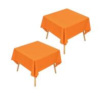 Wolkemer 2 Pack 48x48 Inch Square Tablecloth, Washable and Reusable Polyester Fabric Table Cloth, Solid Orange Table Cover for Dining, Wedding, Holiday Party Banquet Tabletop Decoration