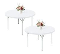 Wolkemer 2 Pack 5ft Fitted Round Tablecloth 60 Inch Elastic Table Cloth